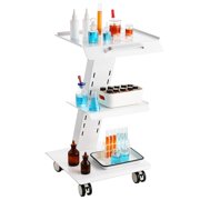 220 lbs Lab Trolley Rolling Lab Cart With Built-in Socket, 220 lbs Weight Capacity, Adjustable, 360° Swivel Casters, With A Built-in Socket, for home office apartment bedroom and small space use