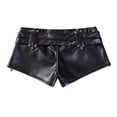 thumbnail image 5 of MIXUE Shorts For Women Summer Leather Solid Color Low Waist Zipper NightClub Party Fashion Casual Mini Shorts Activewear,Black,L, 5 of 7