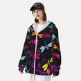 thumbnail image 5 of Goofa Colorful Dragonflies Printed Women's UPF 50+ Sun Protection Hoodie Jacket Lightweight Long Sleeve Sun Shirt for Women with Pocket Hiking Outdoor-, 5 of 9