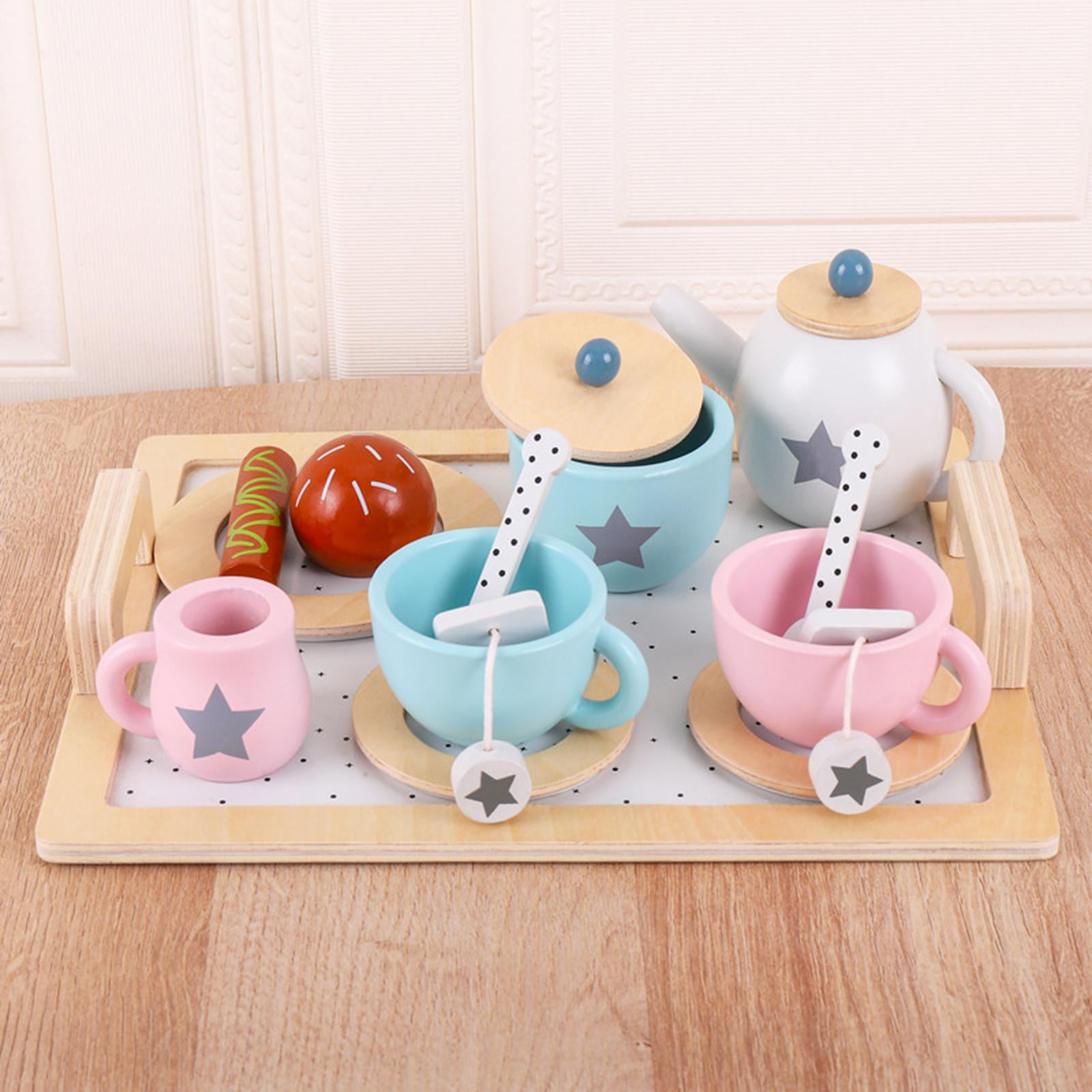 Pieces Wooden Tea Party Tableware Set for Kids Birthday Gift