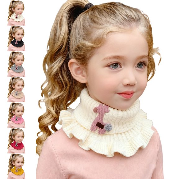 GPOECD Neck Warmer Warm Knitted Scarf with Lace for Kids Winter Cold Weather Protective Neck Gaiter Boys Girls Outdoor