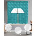 thumbnail image 3 of Teal Morocco Kitchen Curtains Sets 36 Inch Length with Valance, Geometric Leaf Diamond Lattice Abstract Swag Valances and Tiers Curtain Set Drapes Swag Curtains for Living Room, Bathroom, Bedroom, 3 of 6