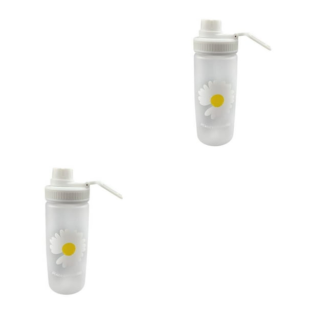 Bewildely Botellas de agua de plástico esmerilado de Margarita pequeña de 600ml, botella de agua esmerilada creativa sin BPA con cuerda portátil, taza una flor 2piezas Bewildely CBP088919