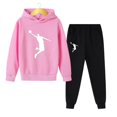 thumbnail image 5 of Conjunto de 2 piezas de sudadera con capucha y pantalones deportivos para niños de 4 a 14 años, conjuntos casuales para niñas, chándales, ropa para niños, otoño y primavera, 5 of 5