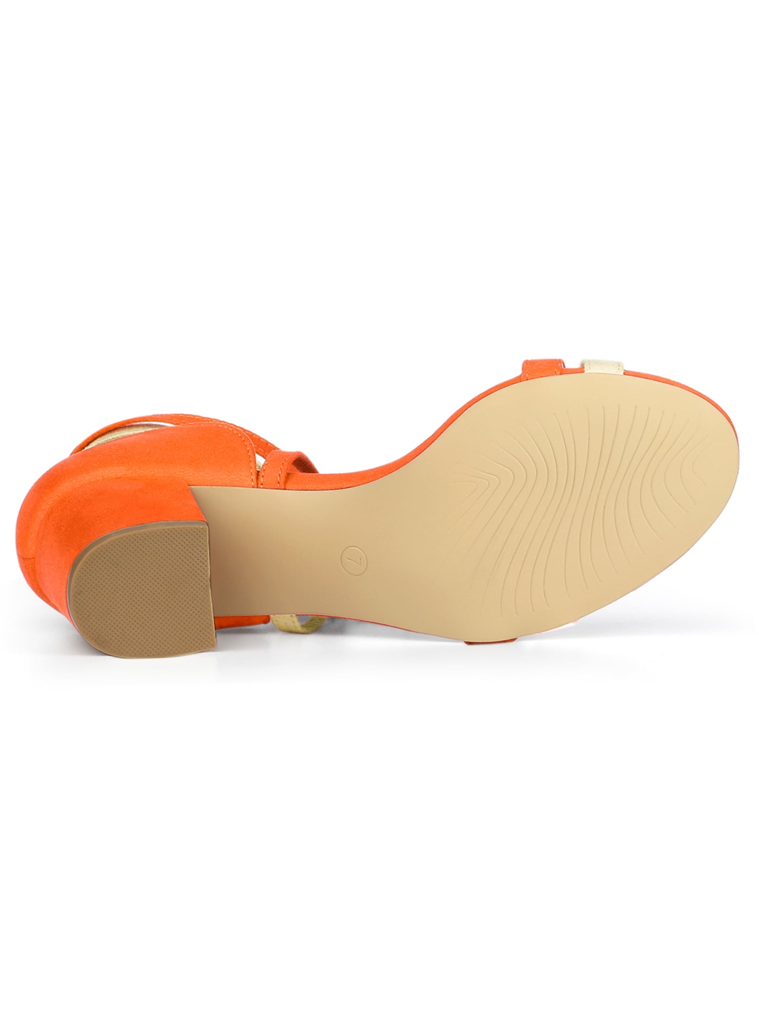 DARING DIVA Women's Open Toe Lace Up Color Block Heel Sandals 7 Orange