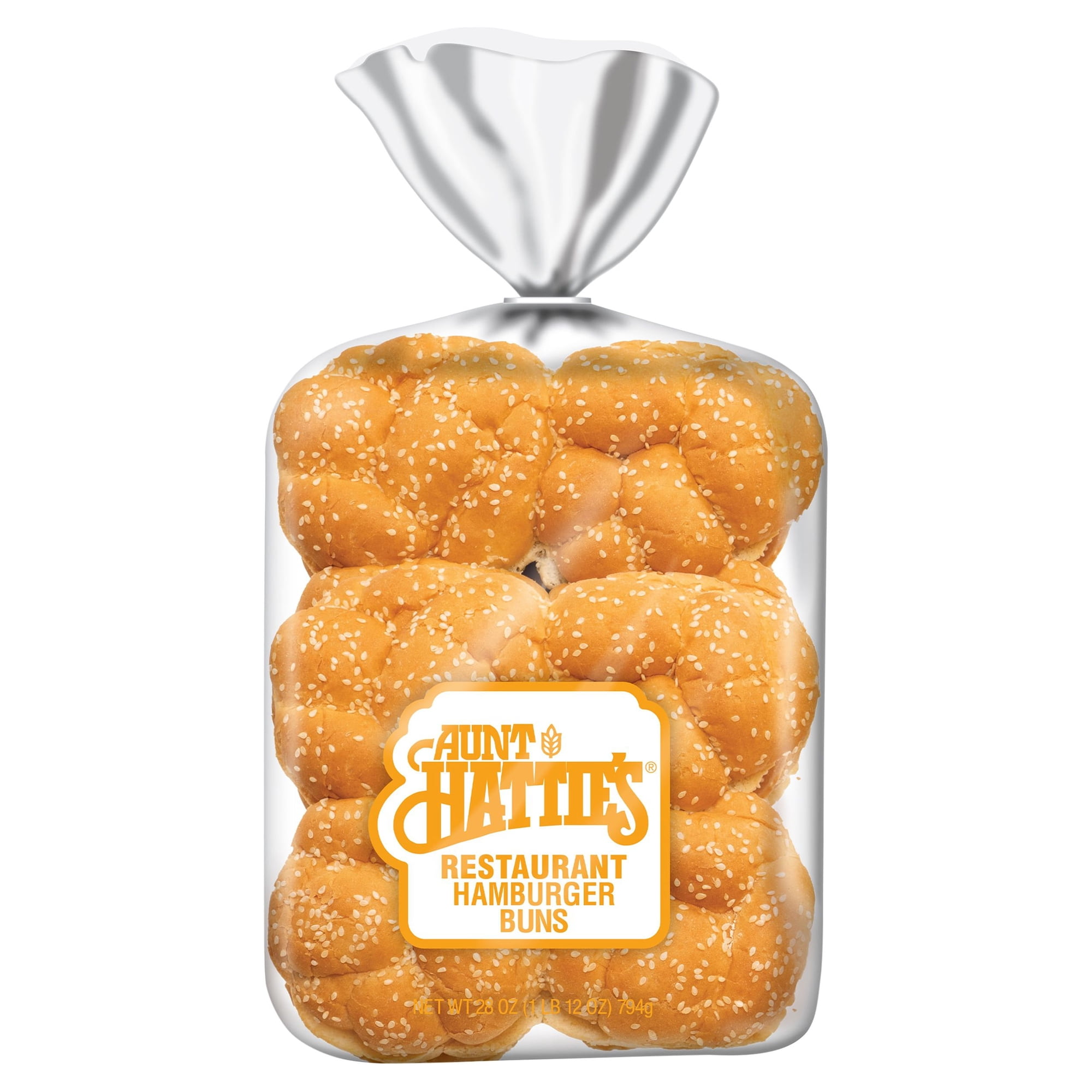 Aunt Hattie's Restaurant Hamburger Buns, Sesame Seed Buns, 12 Count, Shelf-Stable