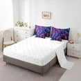 thumbnail image 3 of Baseball Bat Comforter Set 7 Piece Bed in a Bag Twin,Baseball Cap Bedding Sets European Sports Ball Softball Competitive Game Sheet Set with Comforter,Purple Teal Neon Design Room Decor, 3 of 4