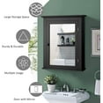 thumbnail image 5 of RONG-3 Bathroom Cabinet with Mirror, Mirrored Wall-Mounted Storage Medicine Cabinet w/Single Door & Adjustable Shelf , Multipurpose Wall Cabinet for Bathroom，Black, 5 of 8