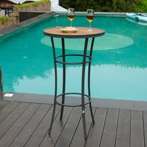 Height  Table, 40-Inch Outdoor Pub Table Bistro Table with Wooden-Like Table Top & Metal Frame