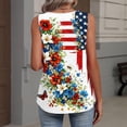 thumbnail image 3 of Iaqnaocc 4th Of July Womens Tank Tops Sleeveless Summer Loose Fit V Neck Pleated Tank Tops Patriotic American Flag Floral Print Festival Tee Tops Multicolor S, 3 of 6