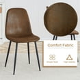 thumbnail image 2 of NYEESS 5-Piece Dining Room Set, 42" Modern Wood Grain Round Table with Storage Shelf & Tea-colored Glass, 4 Brown Suede Chairs with Sturdy Black Metal Legs, Space-saving, 2 of 10