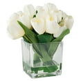 thumbnail image 2 of Pure Garden  Tulip Floral Arrangement in Vase- 24 Cream Artificial Flowers with Glass Vase - Cream, 2 of 5