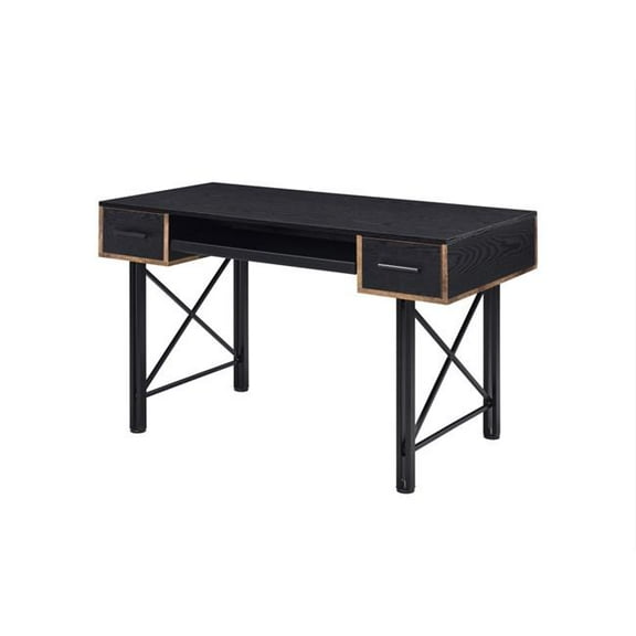 47 in. Computer Desk with Two Drawers, Black