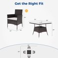 thumbnail image 6 of SUNVIVI 5-Piece Wicker Outdoor Table and Chairs, Patio Dining Set w/Square Glass Tabletop and Umbrella Hole, Patio Table and Chairs Set for Backyard Deck Balcony Front Porch, Brown, 6 of 7