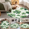 thumbnail image 5 of Round Rug 5Ft, Vintage Four-Leaf Irish St. Patrick's Day Soft Non-Slip Washable Felt Carpet Pad, Watercolor Green Area Rugs for Living Room Bedroom Kids Room, 5 of 9