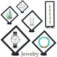 thumbnail image 3 of 10 Pack 3D Floating Frame Display Holder Stands, 3.54 in Floating Display Case Transparent PE Jewelry Storage Box Suspension Frame for Challenge Coin AA Medallions Medal, Black, 3 of 8