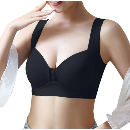 

Women s Plus Size Stretch Full-Coverage Lightly Wirefree Bra Everyday for Women Black 5XL