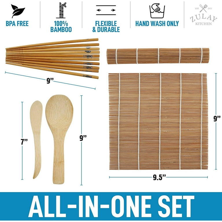 Sushi Making Kit, Bamboo Sushi Mat, 2 Sushi Rolling Mats, Chopsticks, 1 Rice  Spoon, 1 Spreader, Beginner Sushi Kit, Kitchen Tools, Diy Sushi Tools,  Kitchen Supplies - Temu