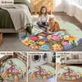 thumbnail image 6 of Round Area Rug 3ft, Spring Flower Farmhouse Rabbit Non-Shedding Washable Area Rug, Easter Egg on Green Non Slip Low-Profile Circle Rugs for Living Room, Bedroom Dining Room, 6 of 9