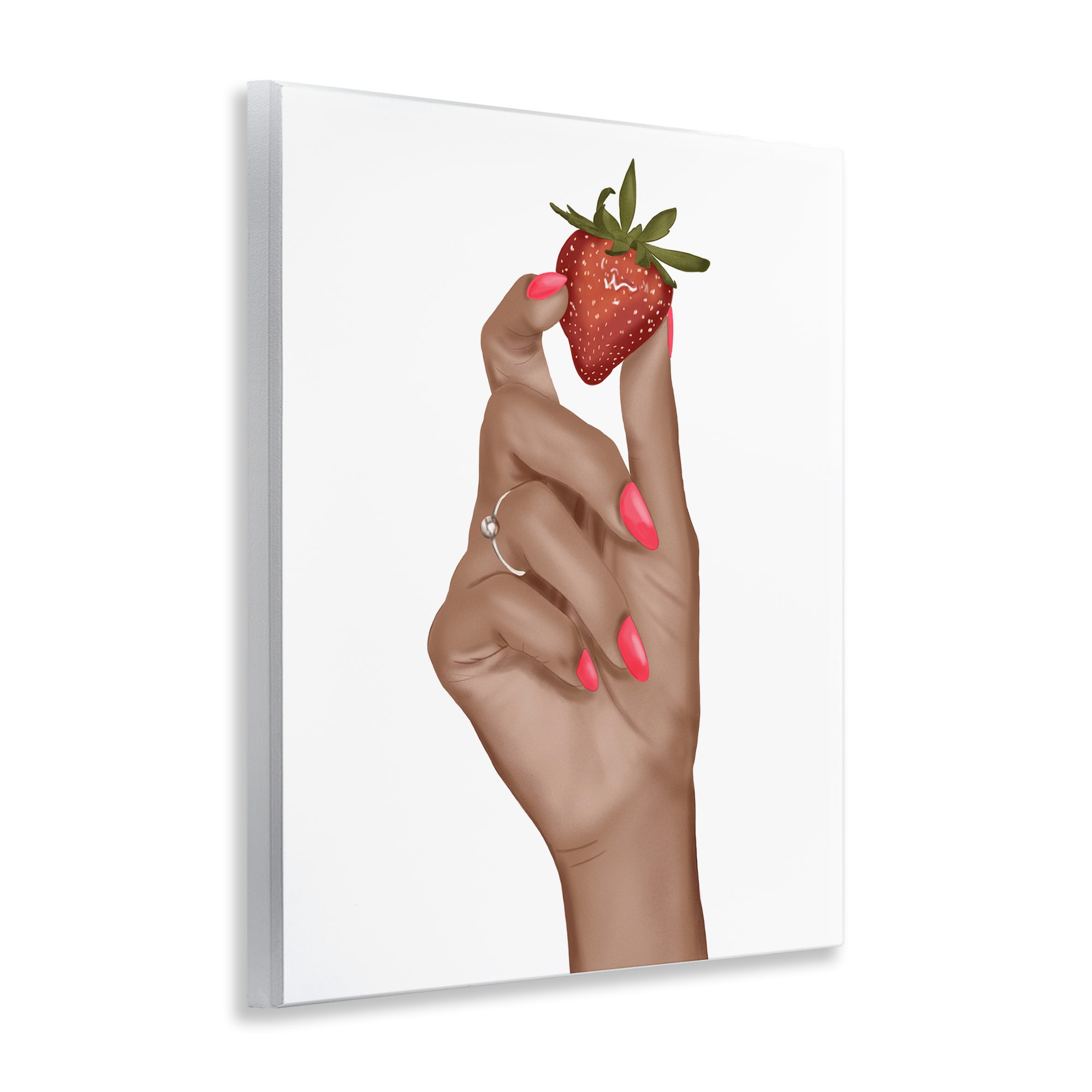 Stupell Industries Holding Juicy Strawberry People Painting Unframed Art Print Wall Art, 11 x 14