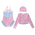 thumbnail image 3 of Tiijoy Girls UPF50+ One-Piece Swimsuit with Long Sleeve Rash Guard Swim Cap, Sizes 2-12, 3 of 3
