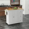 Kitchen Island on Wheels, Kitchen Cart with Drop Leaf, White