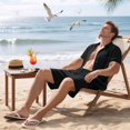 thumbnail image 6 of Men'S 2 Pieces Shirt Set Short Sleeve Button Down Casual Hippie Holiday Beach T-Shirts Shorts Outfits, 6 of 8