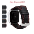 thumbnail image 2 of Bandini Mens Carbon Fiber Leather for Apple Watch Band 44mm 45mm 42mm 41mm 40mm 38mm Ultra 49mm for Men, Distressed Leather for Apple Watch Series 9 8 7 6 5 4 3 2 SE & iWatch - Black and White / Black, 2 of 8