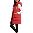 thumbnail image 6 of Hueook Puffer Vest for Women Hooded Sleeveless Zip Up Long Length Casual Winter Vest Coat with Pockets Red XL, 6 of 8