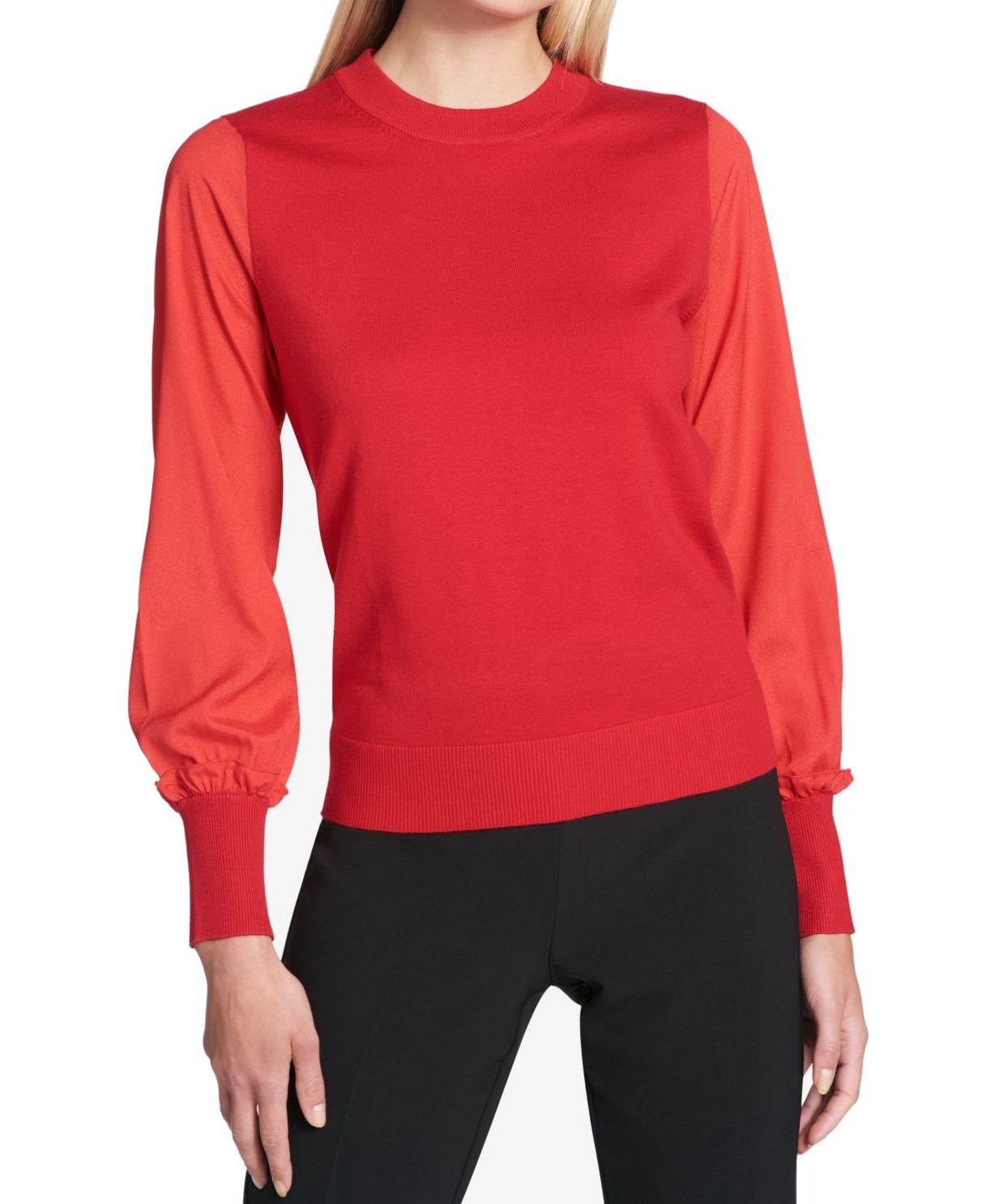 DKNY - DKNY NEW Red Womens Size XL Mixed-Media Ribbed Trim Crewneck Sweater - Walmart.com 