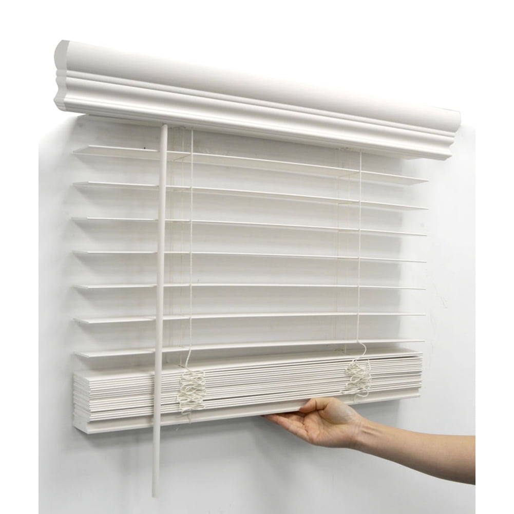 Kepooman 29.5" W X 60" H Indoor Faux Wood Venetian Horizontal Blinds, Shade for Living Room Bedroom Study Room, White