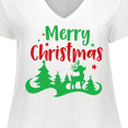 thumbnail image 4 of Inktastic Merry Christmas, Reindeer, Christmas Tree, Stars Women's Plus Size V-Neck T-Shirt, 4 of 5