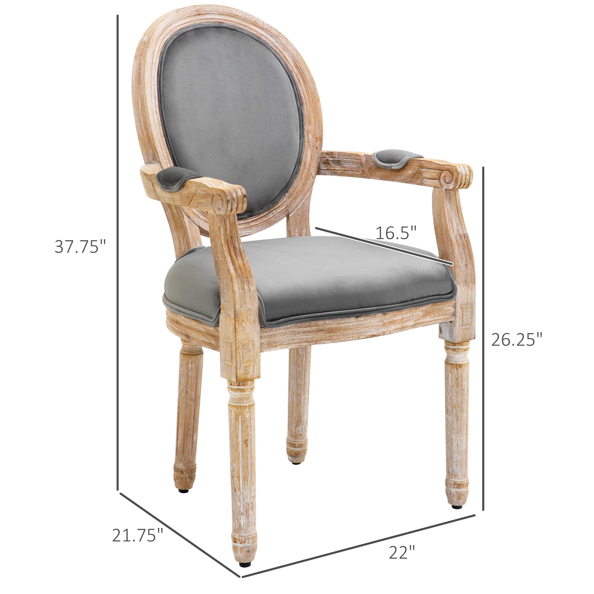 HOMCOM Vintage Dining Chair Solid Wood Frame Living Room