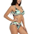 thumbnail image 2 of Daiia Tropical Summer Palm Women's Bikini Set Two Piece Swimsuit High Waisted Bikini Adjustable Straps Bikini Perfect for Beach, Pool, and Summer Vacation-Small, 2 of 9