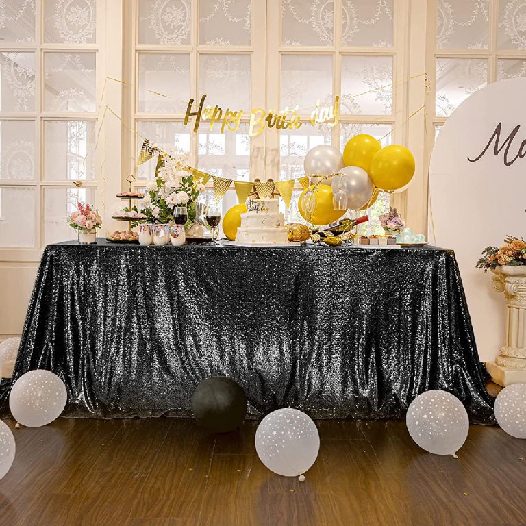 Black Sequin Tablecloth Glitter Sparkly Iridescent Shimmer for