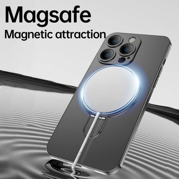 Dteck Invisible Stand Magnetic Case for iPhone 15, Compatible with MagSafe, Ultra Slim Thin Matte Phone Cover Ring Holder,Purple