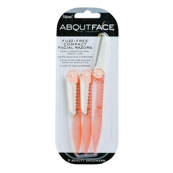 About Face Fuzz-Free Folding Compact Facial Razors for Exfoliation, 3 Ct