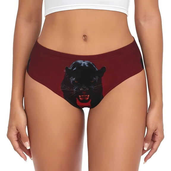 Womens Underwear - Black Panther Red Background No Show Seamless Underwear for Women, Stretch Women's Panties, Hipster Soft Comfort Ladies Panties Bikini Underwear Briefs