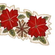 Christmas Floral Table Runner, Handmade Table Runner, Velvet Flower Table Runner, Beaded Table Runner 13X36 Inches