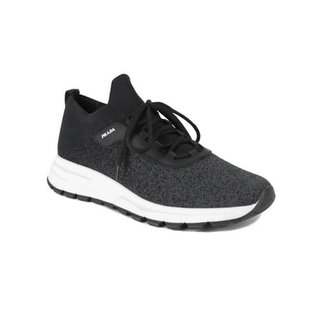 PRADA Linea Rossa Men's Knit Fabric Sneaker Shoes Black/Grey