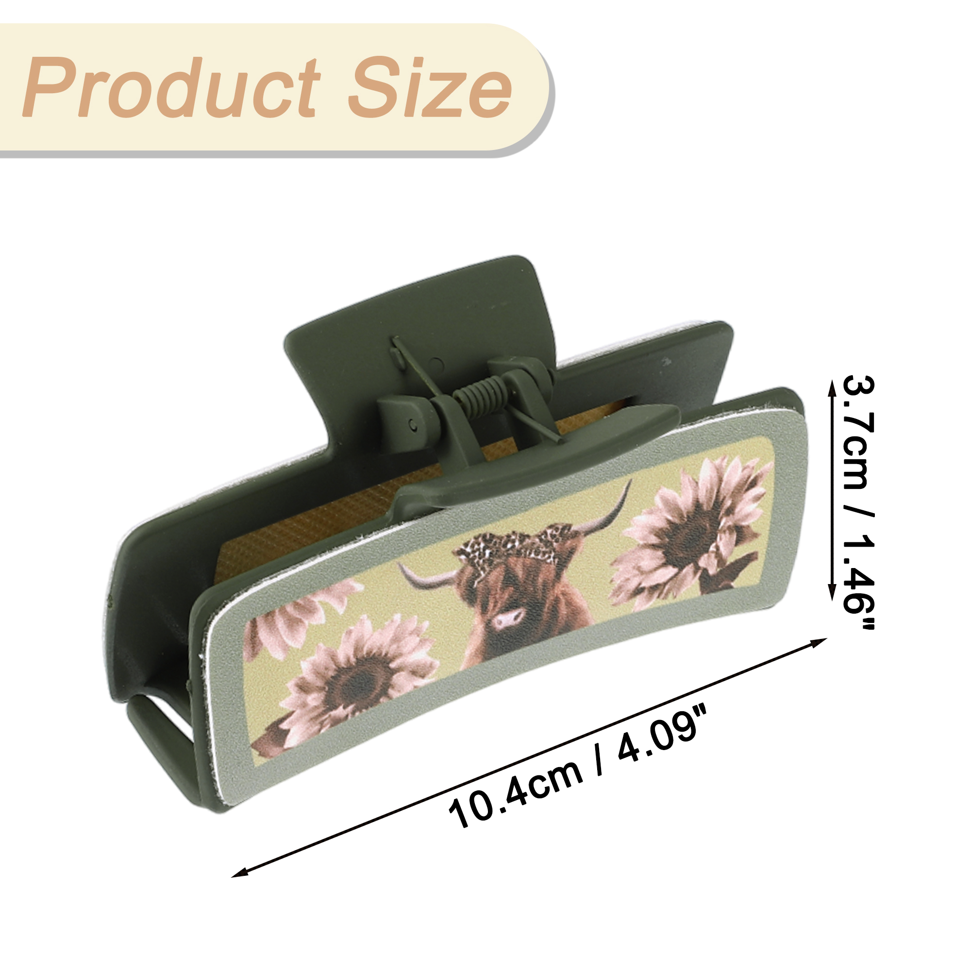 Unique Bargains Highland Cattle Hair Claw Clips, Matte Faux Leather Design Green