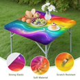 thumbnail image 4 of Colorful Tie Dye Wave Pattern Square Fitted Tablecloth with Elastic Edge,Square Table Cover,Washable Elastic Table Cover for Home Kitchen Party Decor 34"x34", 4 of 6