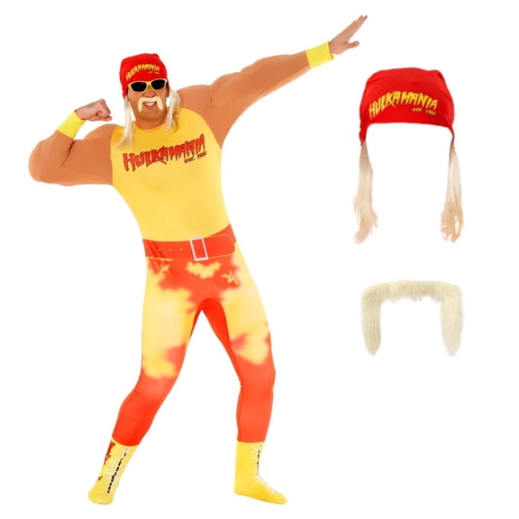 Morph Mens Official WWE Hulk Hogan Costume Bandana Adult Wrestling Legend Halloween Red XL