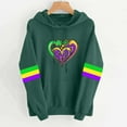 thumbnail image 2 of Women Mardi Gras Hoodies Long Sleeve Striped Hooded Sweatshirt Carnival Mask Pullover Top Holiday Parade Shirts Fat Tuesday Casual Long Sleeve Shirt Funny Vocation Outfits Green S, 2 of 4