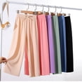 thumbnail image 3 of Hotiary Toddler Baby Girls Wide Leg Pant Kids Loose High Waist Elastic Ice Silk Trousers Teen Baggy Bug Pant Sweatpants for 3-14 Years, 3 of 3