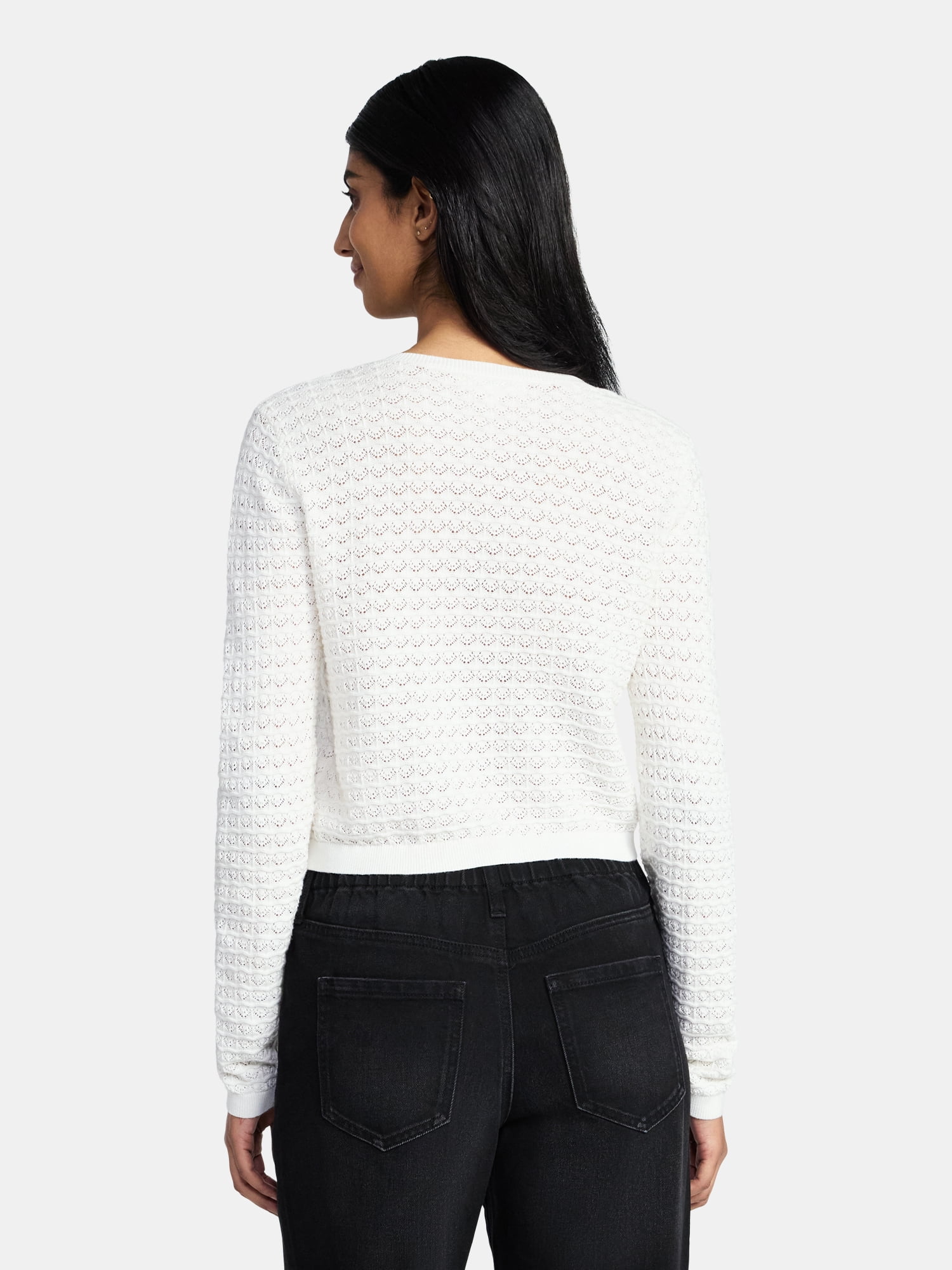 Madden NYC Women's Cotton Crochet Sweater Cardigan, Sizes XXS-XXL