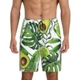 thumbnail image 2 of Rocae Watercolor Green Tropical for Men's Soft Sleep Pajama Shorts, Waistband and Pockets, 2 of 9