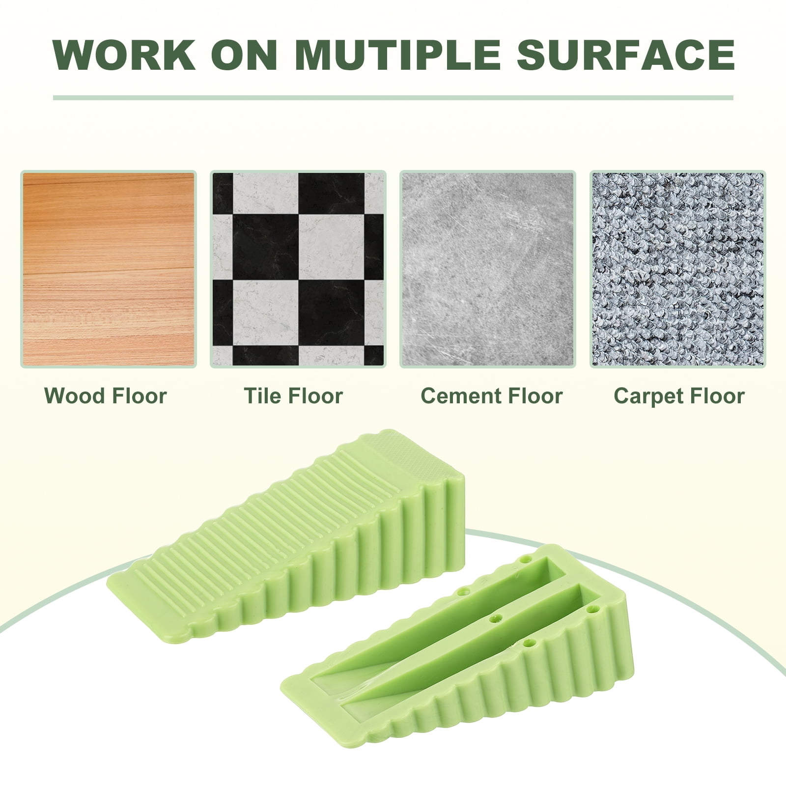 Uxcell 12 Pack 1.10" ABS Door Stoppers for Bottom Door Stop Wedge, Green