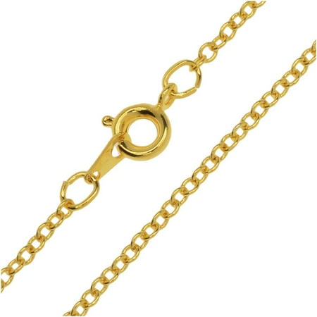 - Finished Cable Chain Necklace, Fine 2x1.8mm Links with Spring Ring Clasp, 16 Inches, 22K Gold Plated