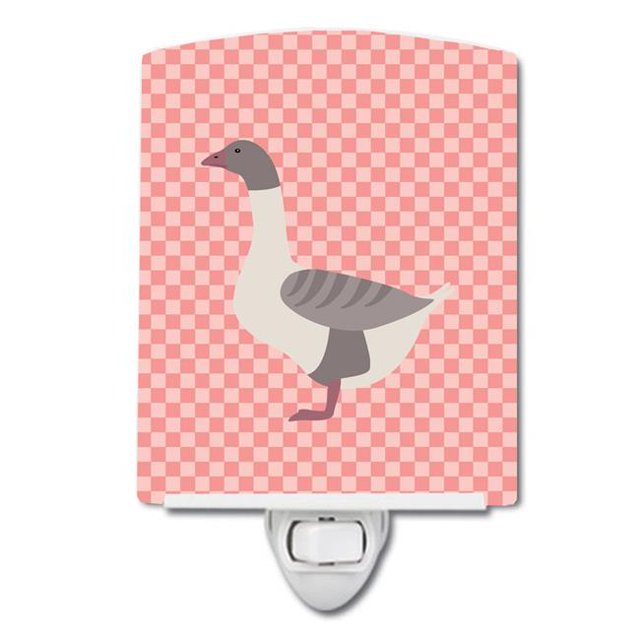Carolines Treasures BB7901CNL Buff Grey Back Goose Pink Check Ceramic Night Light